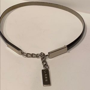 VINTAGE JNY- BROWN BELT WITH SILVER CHAIN- 31 inch